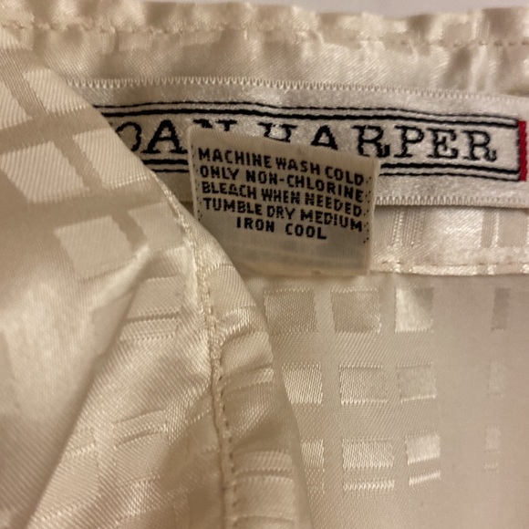 Vintage Joan Harper Women’s Blouse 12 Long Sleeve Button Up Shoulder Pads Ivory - Picture 4 of 9